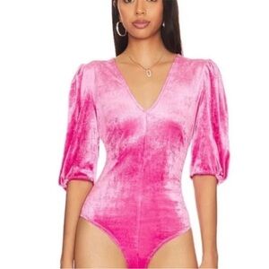 NWOT Free People Don’t You Wish Bodysuit in Shimmering Pink